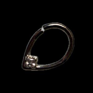 Body Gems, 14k White Gold Teardrop Seamless Ring (7/16") with Clear CZ